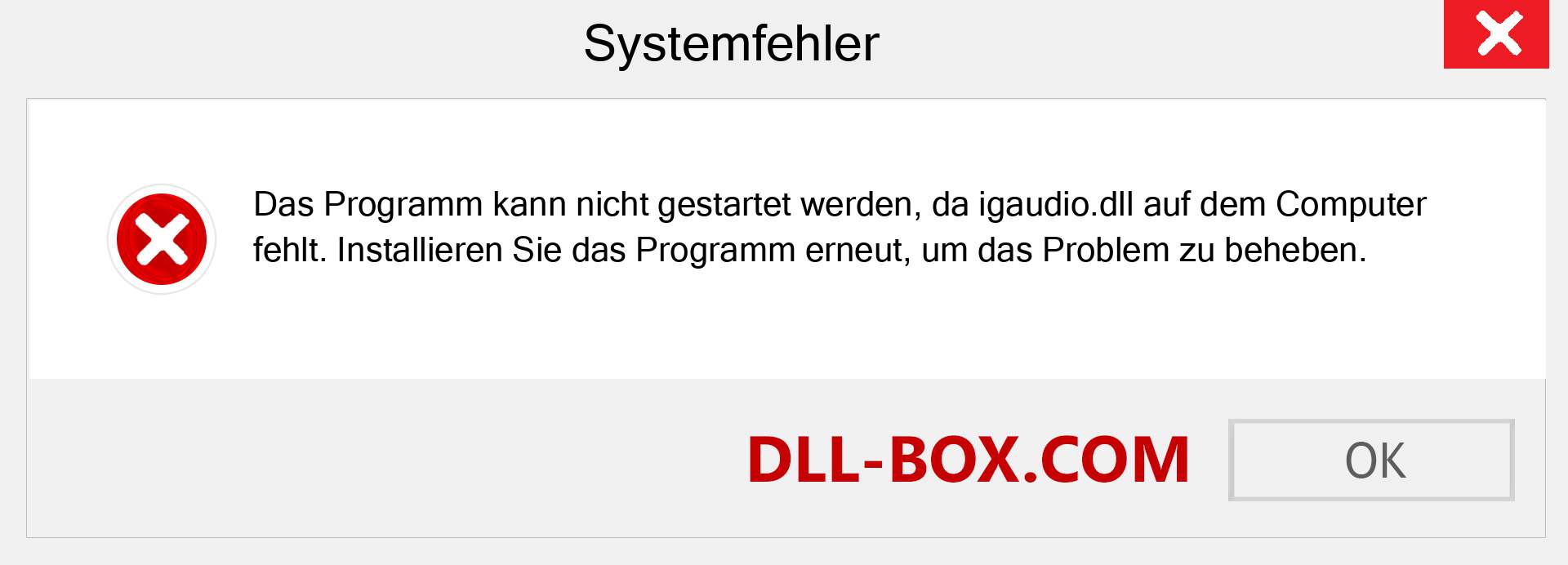 igaudio.dll-Datei fehlt?. Download für Windows 7, 8, 10 - Fix igaudio dll Missing Error unter Windows, Fotos, Bildern