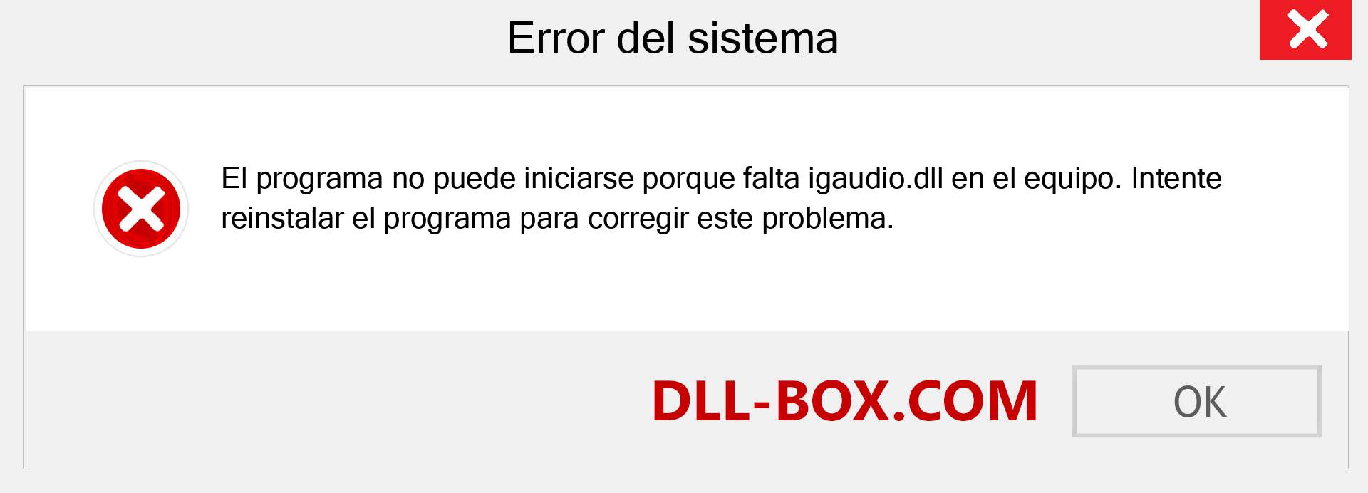 ¿Falta el archivo igaudio.dll ?. Descargar para Windows 7, 8, 10 - Corregir igaudio dll Missing Error en Windows, fotos, imágenes